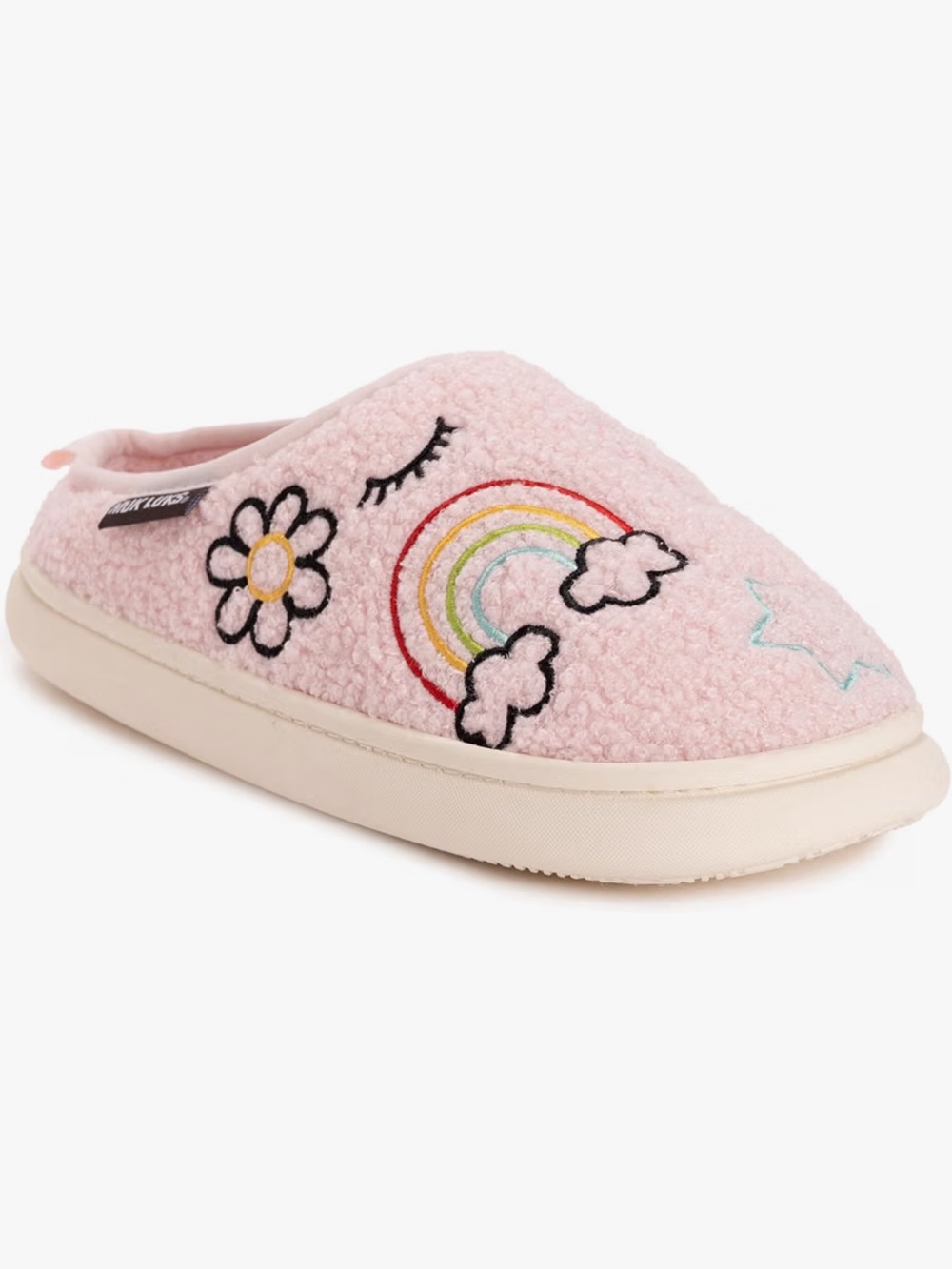 Muk Luks Pink Rainbow & Flower Embroidered Kids Slip-On One Piece